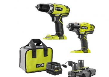 RYOBI 18 Volt ONE Cordless Combo Kit with 1 2 in. Drill 1 2 in